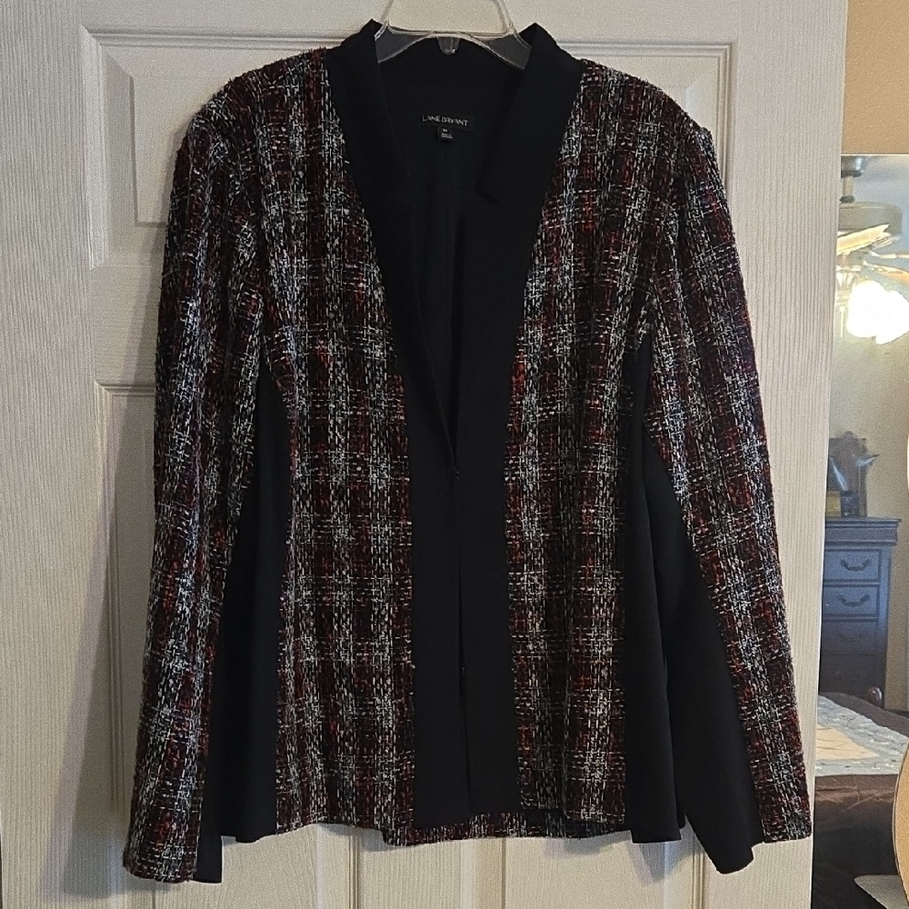 Lane Bryant Women's Plaid Blazer - Black and Red